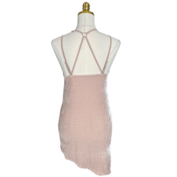 Y2K Cream Strappy Babydoll Velvet Floral Embroidery Asymmetric Hem S Whimsigoth - Picture 4 of 6